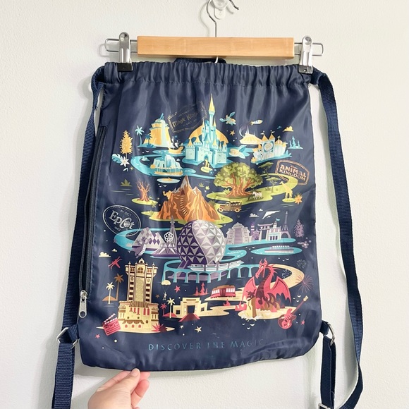 Disney Bags Disney Parks Walt Disney World Cinch Sack Nylon Backpack Discover The Magic Blue